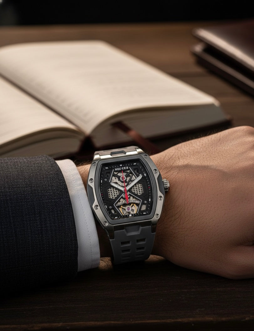 Luxury Men Watch with Skeleton Dial