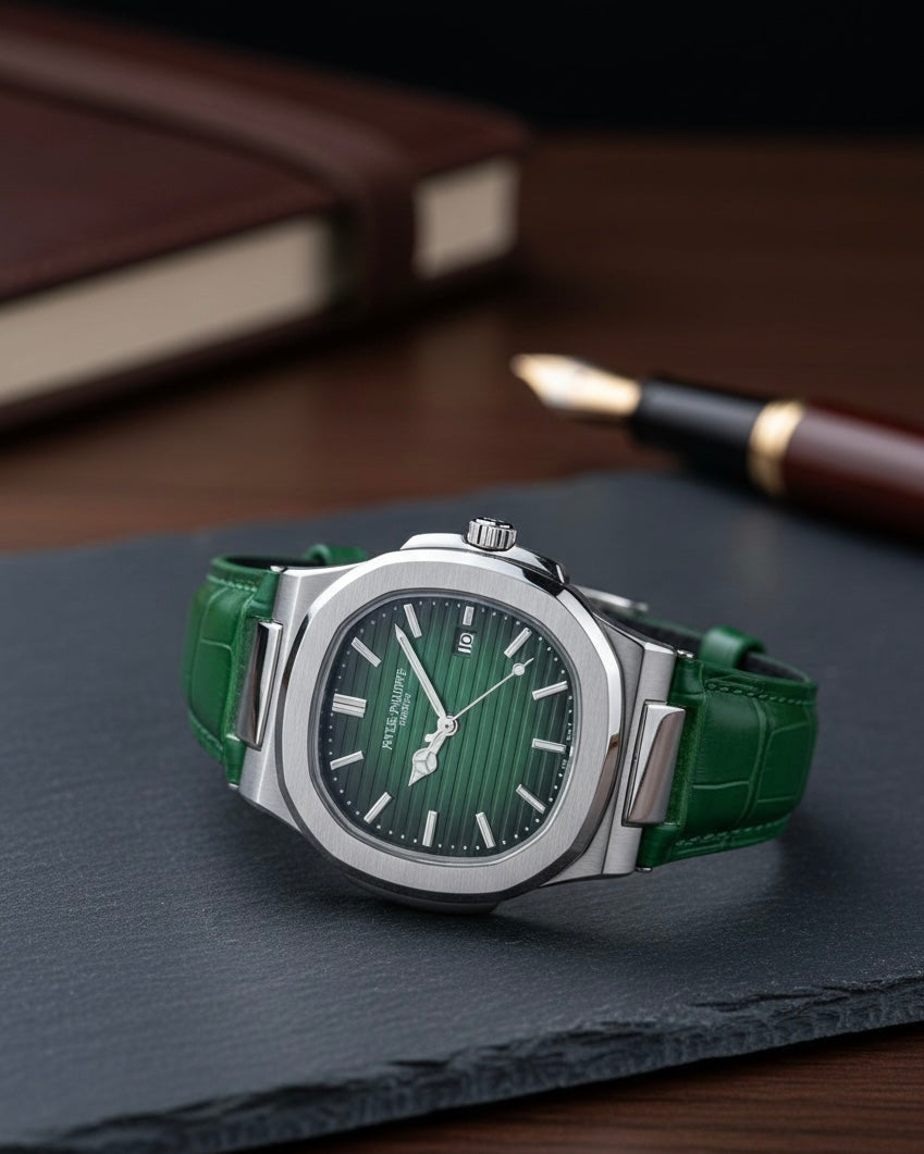 Patel Philippe Green leather Strap Watch