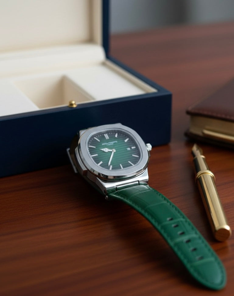Patel Philippe Green leather Strap Watch
